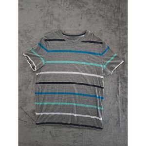 Arizona V-Neck  Large Mens XL Striped Short‎ Sleeve COOL Color